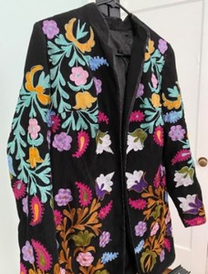 Veste ethnique pour femmes, broderie multicolore, manches longues, col montant, Boho Explosive - Product Image 3