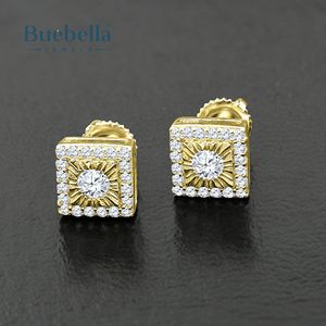 Venta caliente S925 Sterling Silver 14K Gold Dragon Claw Square Stud Earring para hombres - Product Image 1