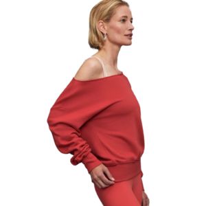 Sudadera corta con hombros descubiertos personalizada de alta calidad, jersey de lana, cuello redondo bordado, sudadera de moda OEM para mujer - Product Image 2