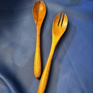 Outils à salade en bois de taille personnalisée les plus populaires Meilleur design Vaisselle Cuillère Fourchette Ensemble de couverts en bois Combinaison - Product Image 1