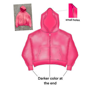 เสื้อฮู้ดดี้ผ้าฝ้ายฟลีซเนื้อหนักคุณภาพเยี่ยมสไตล์วินเทจ ล้างสีแบบแอซิดวอช พร้อมซิปสำหรับผู้ชาย แบบสั่งทำพิเศษ - Product Image 3