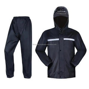 Custom Printed Solid Double Layer Waterproof 100% Cotton Rain Suit with Reflective Strips Hooded Windproof Jacket <b>Pants</b> OEM/ODM - Product Image 1