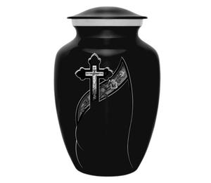 Urne de crémation noire pour cendres Grande urne religieuse spirituelle pour adulte pouvant contenir jusqu'à 200lb Urne adulte pour mémorial - Product Image 5