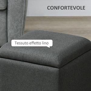 HOMCOM Puf Acolchado de Tela Suave para Sala de Estar y Dormitorio, 39x39x39cm, Gris - Product Image 4