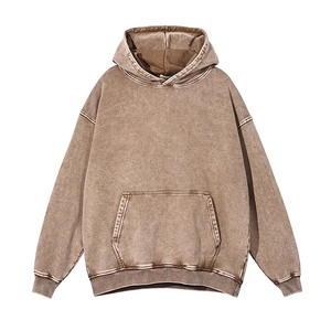 เสื้อฮู้ดดี้ผู้ชายแบบหนา ย้อมสีเอซิดฟอกสีซีดสไตล์วินเทจ ผ้าถักนิตติ้ง 100% คอตตอน 320 GSM สตรีทแวร์สำหรับฤดูหนาว ผลิตในปากีสถาน - Product Image 1