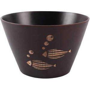Bol à salade rond en bois Design poisson en laiton AK de couleur marron Bol moderne de grande capacité pour ustensiles de cuisine/vaisselle - Product Image 1