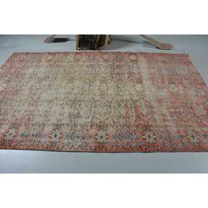 พรมตุรกี 5.5x9.1 ฟุต สีแดงน้ำเงินลายดอกไม้ พรมขนสัตว์วินเทจ - Product Image 3