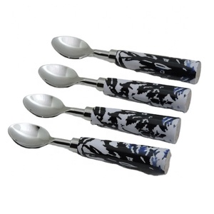Juego de cubiertos de acero inoxidable con mango de resina hecho a mano, nuevos cubiertos de mesa con cuchara para comer, utensilios de cocina y vajilla - Product Image 3