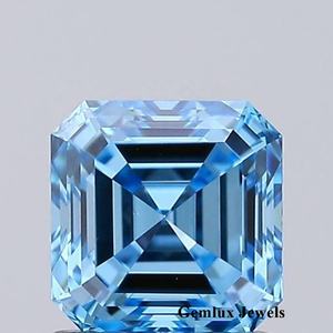 Diamante suelto cultivado en laboratorio con certificación IGI, corte Asscher, color azul intenso de fantasía, claridad VS, 2.5 quilates, para joyería. - Product Image 1