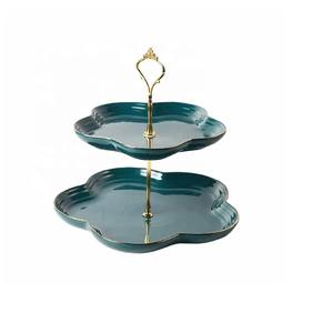 Plaque de service en acier inoxydable de qualité supérieure Plateau circulaire en métal à deux niveaux pour affichage de fête d'hôtel Décoratif - Product Image 4