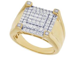 แหวนเงิน925ชุบทองสำหรับผู้ชายฮิปฮอป VVS Moissanite - Product Image 2
