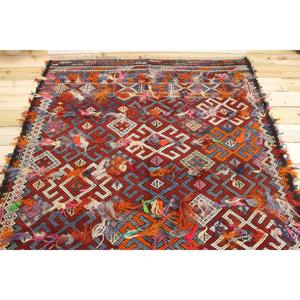 Grand tapis vintage 5,1x8,2 pieds, tapis turc en laine rouge à motifs floraux - Product Image 3
