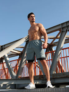 Wholesale Men's 2-in-1 Workout Gym Shorts Pants Quick Dry Breathable Canvas Liner Custom Training comfort <b>Elastic</b> <b>Waistband</b> - Product Image 6