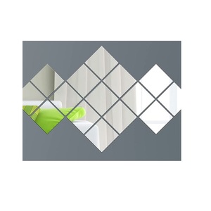 Art moderne 12/24 pièces autocollants muraux miroir en forme de diamant | Grands autocollants géométriques auto-adhésifs pour carreaux acryliques Art mural de luxe - Product Image 1