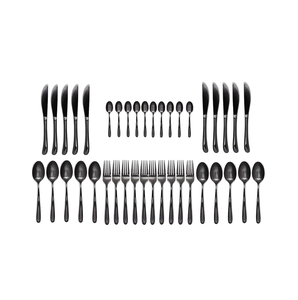Vajilla Cuchara de acero inoxidable Juego de cubiertos aptos para lavavajillas 2/4/6/8/piezas de cuchara Juego 12/24/tenedor negro mate - Product Image 2
