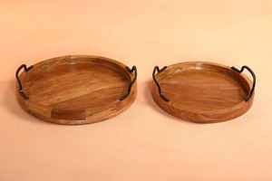 ถาดเสิร์ฟอาหารทำจากไม้อะคาเซียถาดไม้ธรรมชาติ - Product Image 3