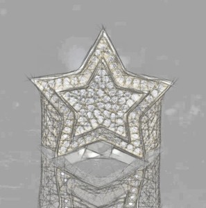 Anillo de Compromiso de Lujo Unisex de Oro Blanco de 14K con Estrella, Diamante Cultivado en Laboratorio con Corte Baguette, Estilo Étnico, Plateado, Certificado - Product Image 4