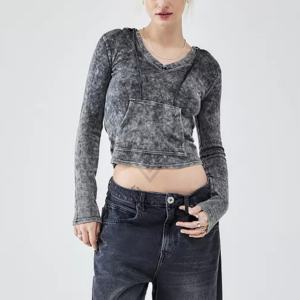 Sudadera Extra Grande para Mujer con Lavado Ácido, Nueva Llegada, con Cordón, Ajuste Holgado, Antibolitas, Transpirable, para Venta en Línea - Product Image 4