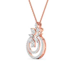 Colgante de diamante redondo con efecto espiral dorado para luna de miel, 0.59 ct, color E-F, VVS-VS, diamante cultivado en laboratorio en oro de 14K, regalo romántico - Product Image 3