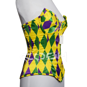 Corsé Estampado de Mardi Gras con Aros de Acero Ajustables y Efecto Reductor - Product Image 3