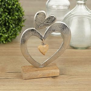 Fabricant de confiance, figurine en métal et bois au design antique en forme de cœur avec décoration d'oiseau, pour cadeau à poser, Fête des Mères - Product Image 6