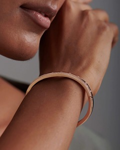 Inlaid Diamond Border Oval <b>Bangle</b> 0.90 Ct Natural Diamond G-H Color VS-SI Clarity 14K <b>Solid</b> <b>Gold</b> Everyday Statement Piece - Product Image 2