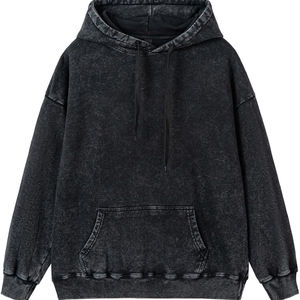 Sweat-shirt à capuche oversize noir délavé à l'acide de qualité supérieure pour homme, style streetwear confortable, services OEM - Product Image 1