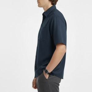 Camisa de Vestir de Bambú Sólida Personalizada para Hombre, Corte Holgado, Manga Corta, Ecológica, Formal - Product Image 5