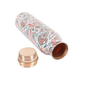 Bouteille d'eau en cuivre faite à la main personnalisée bouteille potable meilleure haute qualité avec conception imprimée en émail - Product Image 6