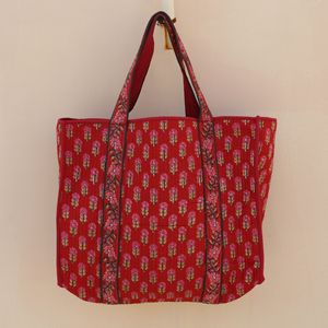 Bolsa de Mano Reversible Acolchada 100% Algodón con Estampados Florales Dobles, Bolsa de Compras y Uso Diario Ecológica Hecha a Mano con Asa Larga - Product Image 3