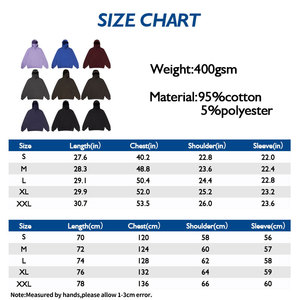 Heavyweight 400GSM Acid Wash Sweats à capuche pour hommes Distressed Blank Retro Streetwear Oversized Men Hoodies - Product Image 3