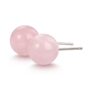 Pendientes de Moda Jeulia con Cuarzo Rosa Natural Redondo para Sanación Emocional - Product Image 2