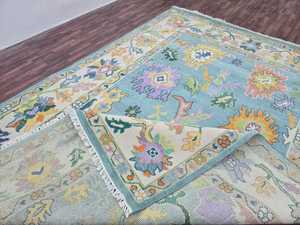 Tapis Oushak en laine fait main, design moderne, écologique, antidérapant, poils moyens, tailles 5x8 et 12x14, personnalisable, pour la maison et les pique-niques - Product Image 2