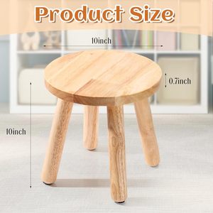 Tabourets en bois Tabouret de 10 pouces Table sensorielle assortie Chaise solide polyvalente Petites chaises rondes Tabouret assis à quatre pattes - Product Image 3