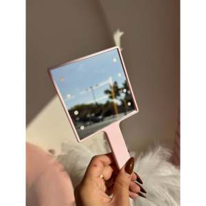 Pink <b>LED</b> <b>Makeup</b> <b>Mirror</b> 3x Magnification Foldable Compact Cosmetic <b>Mirror</b> with Lighted Desktop Design Customizable Logo - Product Image 2
