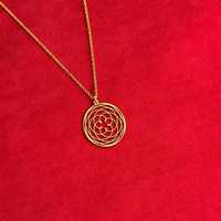 Collier minimaliste chrétien en argent sterling 925 plaqué or 14 carats, pendentif géométrie sacrée Rose Vénus, breloque fleur, chaîne haute