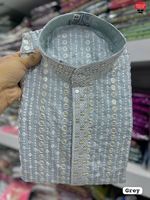 Broderie Kurta en soie de qualité supérieure et paillettes pour hommes fonctionnent des deux côtés Style formel Séchage rapide toutes saisons pour les fêtes et les mariages
