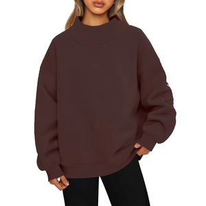 Femmes hiver surdimensionné col montant pull à capuche sweats à manches longues coton polaire écologique couleurs personnalisables - Product Image 1