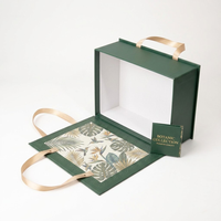 Boîtes cadeaux pour bébé avec poignée, en matériaux recyclés, avec logo personnalisé imprimé en bleu, grandes boîtes magnétiques, pour emballer des cadeaux