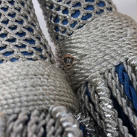 WOK Industries Custom Size Silver Blue Cross Tassels Metallic Yarn Silk Thread Decorative Braided Coated Cord Garment