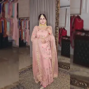Vestido Sharara para mulheres, roupa de festa Salwar Kameez com bordado pesado e exclusivo, vestido indiano Sharar para meninas