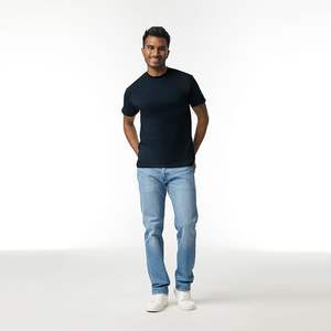 เสื้อยืดผู้ชายสีทึบแขนสั้นแบบพอดีตัวปกติแห้งเร็วทำจากผ้าฝ้าย100% แนวสปอร์ต - Product Image 4