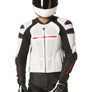 Hot Selling High Quality White Black Cowhide Leather Racing Windproof Winter CE Armoured Road Protected Motorcycle Jacket for - Product Image 3
