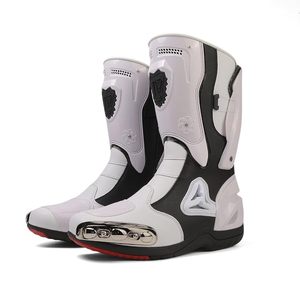 Botas de montar en motocicleta, botas de cuero para motocicleta para mujeres y hombres, protección antideslizante, deportes de carreras, botas deportivas de pista de carreras - Product Image 5