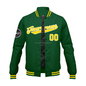 Chaqueta Varsity personalizada de primera calidad, ropa de equipo elegante y exclusiva con mangas de cuero y decoración bordada - Product Image 2