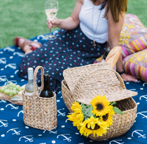 Cesta de mimbre de jacinto de agua ecológica Natural tejida a mano, cesto de Picnic para comedor al aire libre y cocina para regalos - Product Image 5