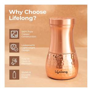 Botella de agua de cobre Frasco Ayurvédico a prueba de fugas para un estilo de vida saludable Beber diariamente Oficina Gimnasio Viajes - Product Image 6