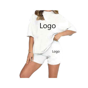 Nouveau design pour femmes t-shirt short 2 pièces ensemble femmes à manches courtes t-shirts avec short 100% coton - Product Image 3