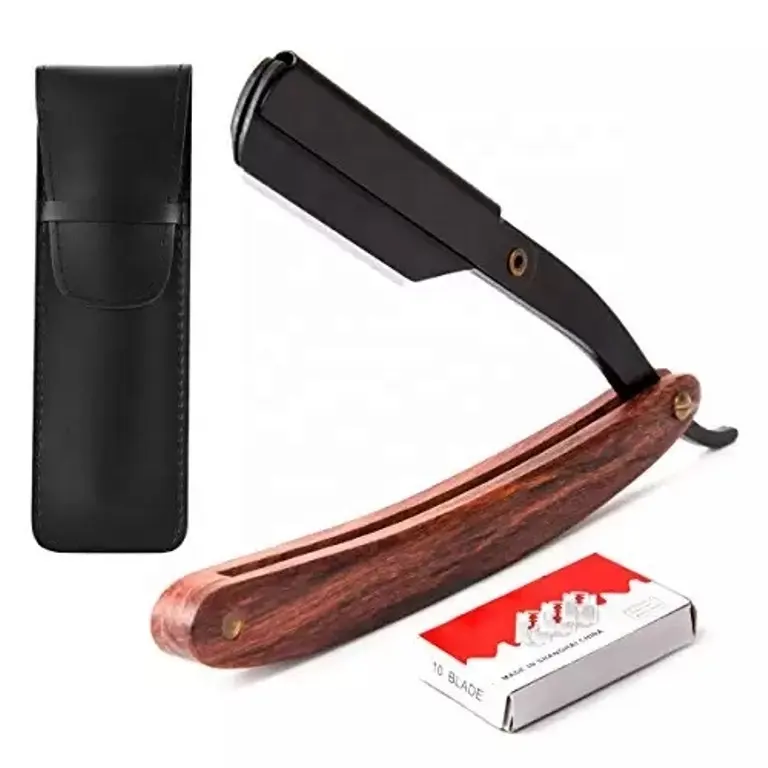 New Professional Men Grooming Straight Shaving Razors Red wooden handle best shaving replaceable blade Barber Razors
