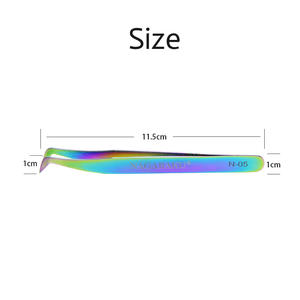 Pince à cils à angle de 90 degrés en acier inoxydable avec poignée en diamant blanc rose - Product Image 6